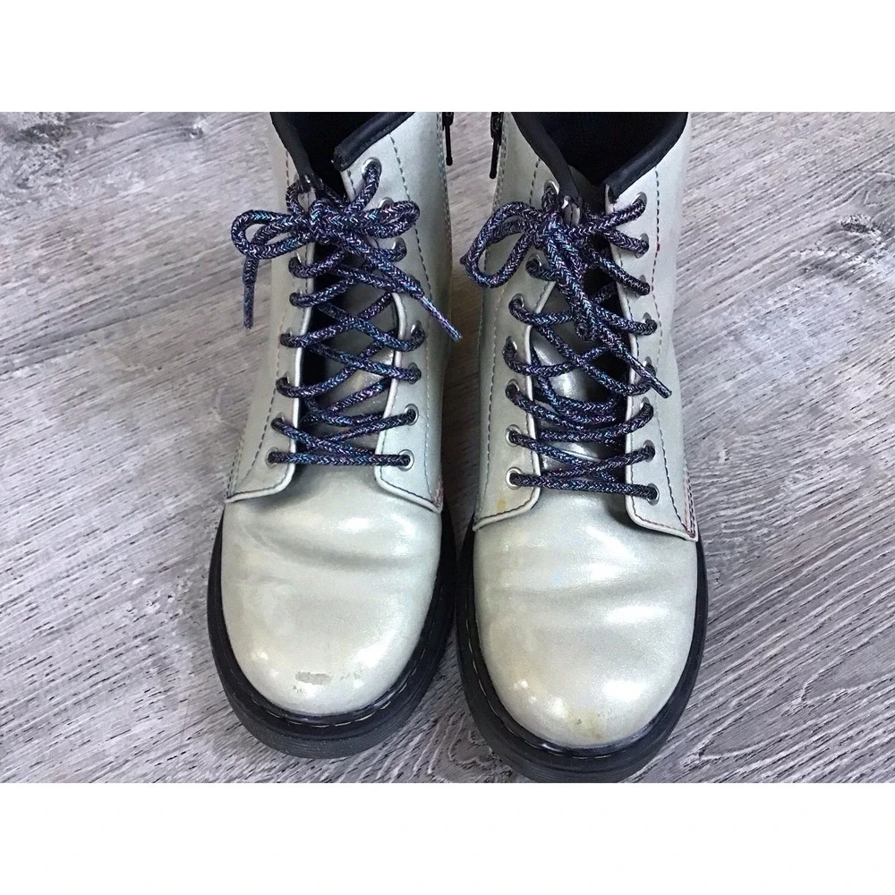 Dr Martens 1460 J Pooch Womens 5 / Youth 4 Pearl Glitter Side Zip Ankle Boots
